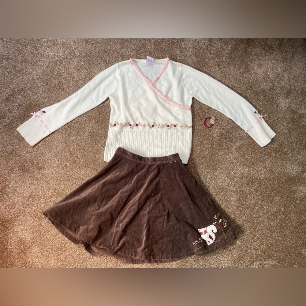 Gymboree size 6 fox trot outfit sweater and skirt